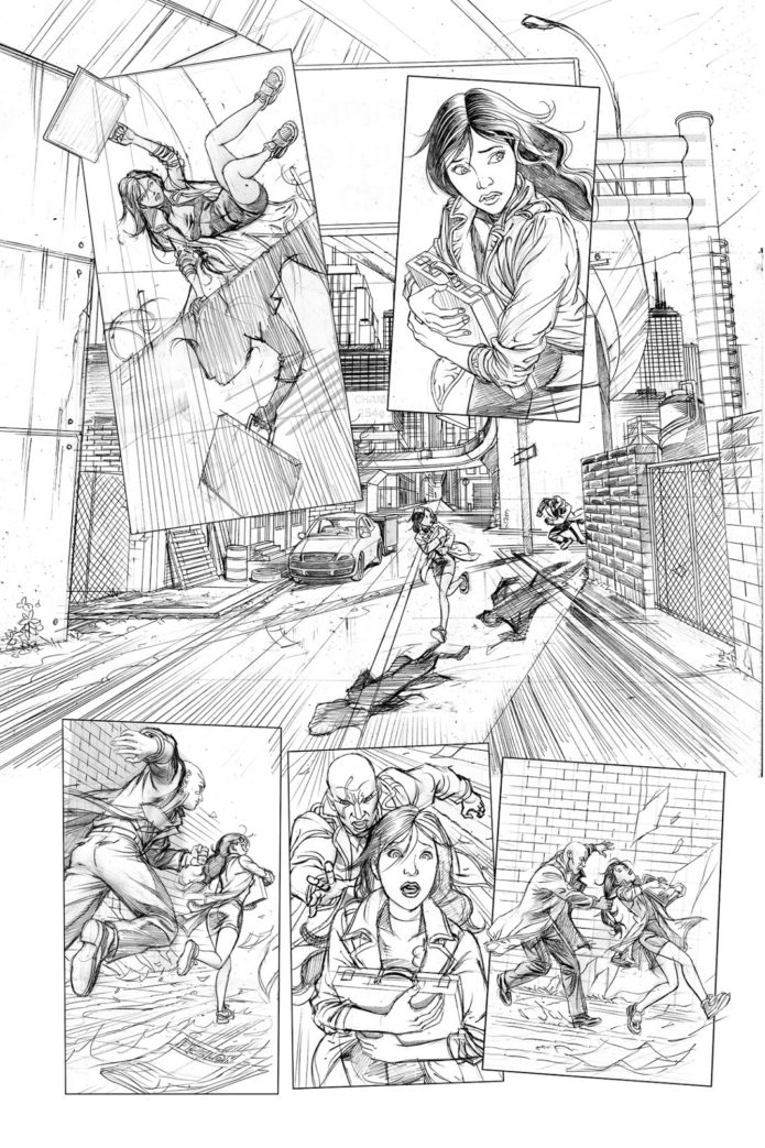 Spirou Comics tryout sample, page 1 pencils (ill. José María Beroy & Kid Toussaint; Copyright (c) 2017 by the artists; Spirou (c) Dupuis; image from beroyweb.blogspot.com)