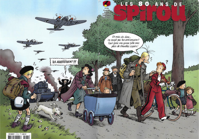 Journal de Spirou #4175 cover (ill. Bravo; Copyright (c) 2018 Dupuis and the artist; image from https://emile-bravo.blogspot.com/)