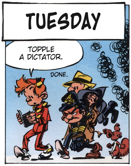 From 'A Week with Spirou & Fantasio' (ill. Tome & Janry; (c) Dupuis; SR scanlation)