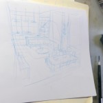 Sketch for Fantasio's home (ill. Yoann; photo by maxibon via InediSpirou)