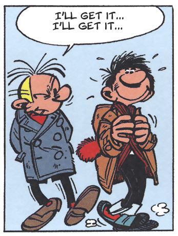 Fantasio and Gaston, from Gaston gag 237 (ill. Franquin and Jidéhem; (c) Dupuis and the artists)
