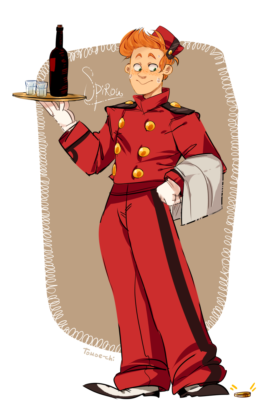 Spirou fanart ('gift thing for Fink'; ill. tomatomagica; (c) Dupuis and the artist; image from tumblr)