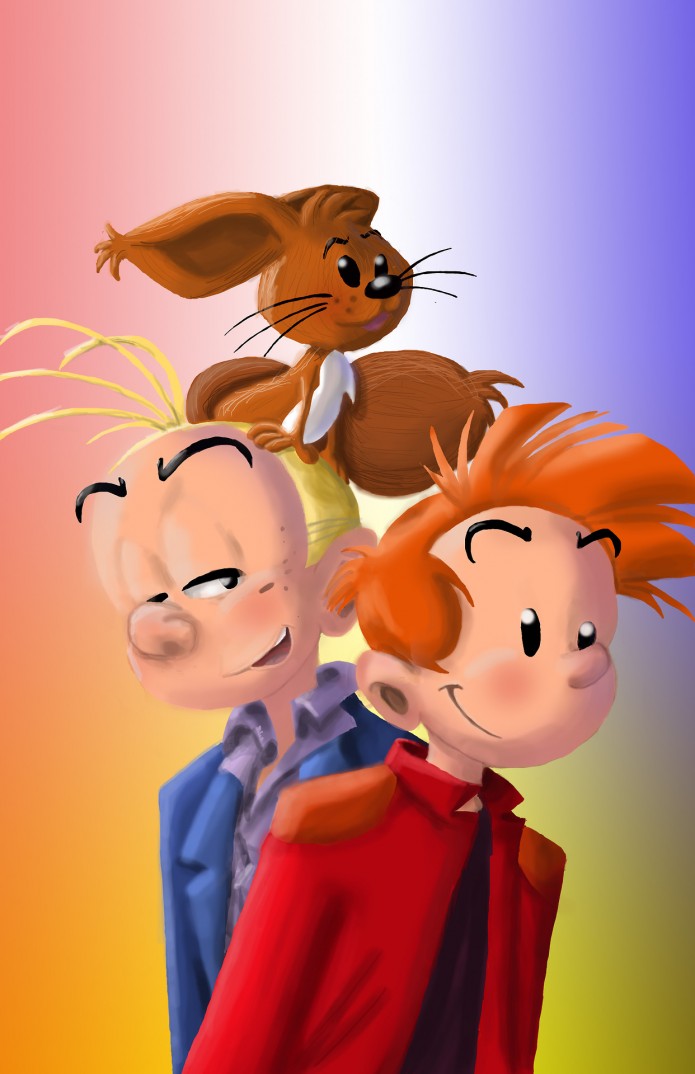 Spirou, Fantasio and Spip (ill. AnimeArt after Munuera; (c) Dupuis and the artist; from tumblr)