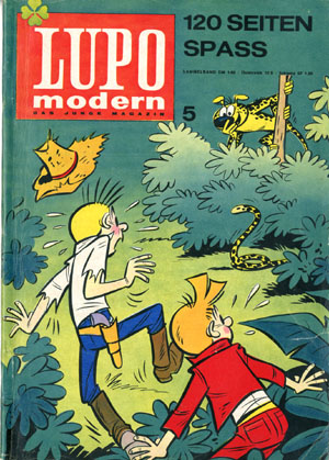 'Lupo Modern' Sammelband 5 cover (ill. Vlado Magdic? after Franquin; (c) Pabel/Kauka/Gevacur, Dupuis and the artist; image from kaukapedia.com)