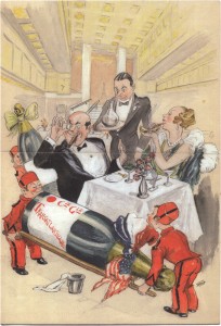Cartoon from ocean liner 'Île-de-France' (ill. Bozz/Robert Velter; (c) the artist; image from 'Le Véritable histoire de Spirou, 1937-1946')
