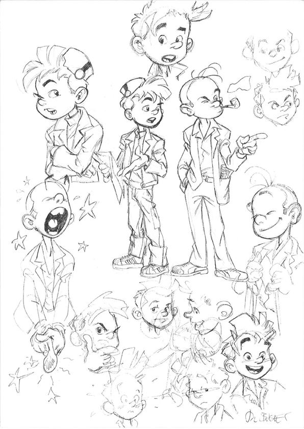 Spirou and Fantasio sketches (ill. Philippe Buchet; (c) Dupuis and the artist; image from inedispirou.com)