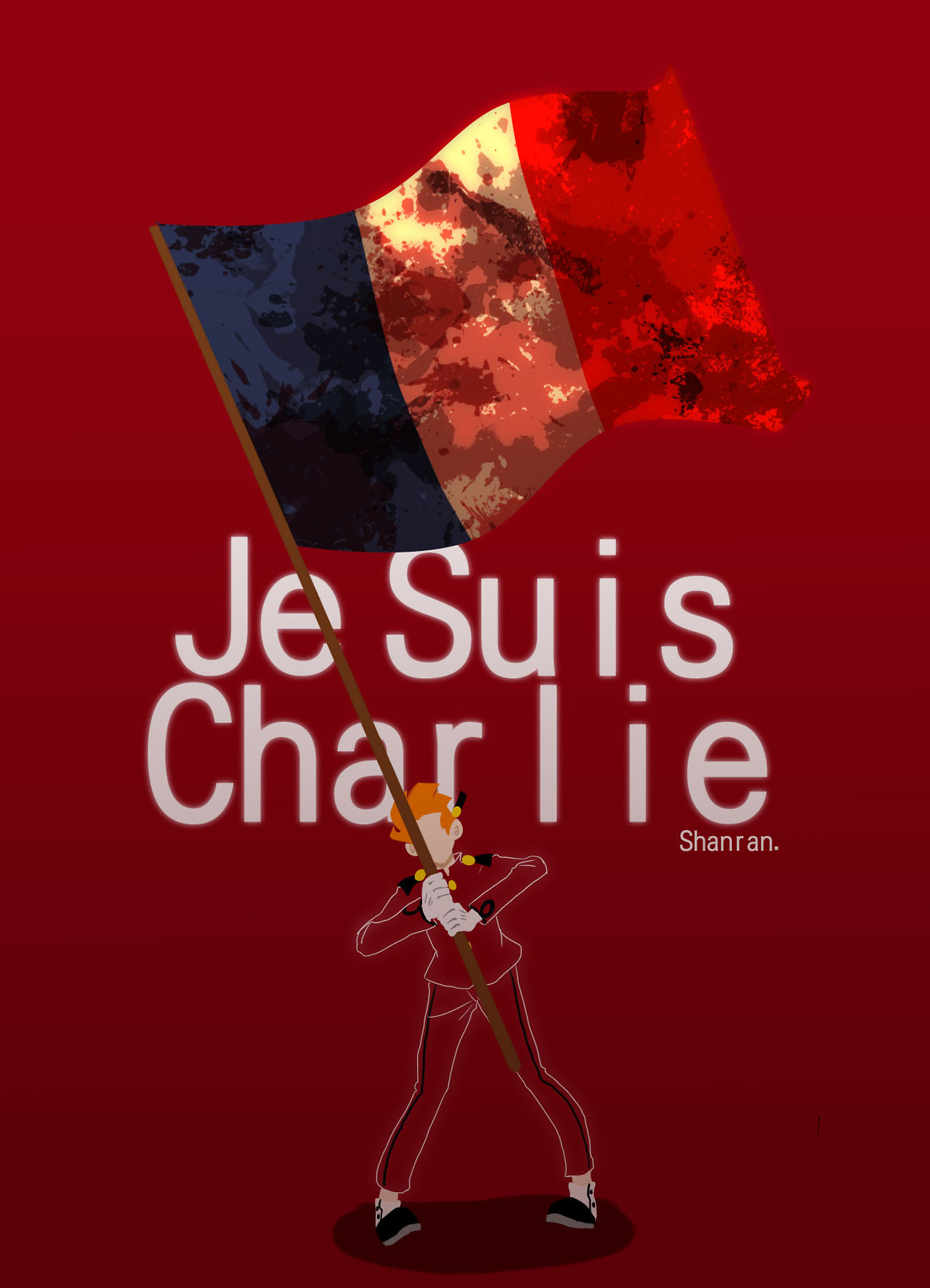 'Je suis Charlie' (ill. Shanran; (c) the artist; Spirou (c) Dupuis; image from tumblr.com)