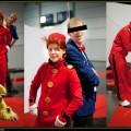 Spirou, Fantasio, Seccotine and the Marsupilami cosplay (photo by ABthediablo at the Leipziger Buchmesse; Spirou (c) Dupuis; image from deviantart.com)