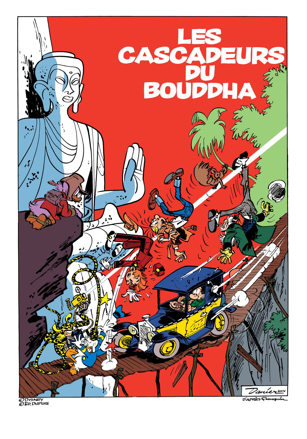 'Les cascadeurs du Bouddha' ("Stuntmen of the Buddha"; ill. Daan Jippes aka Danier; 2014 (c) the artist; Spirou (c) Dupuis; Donald Duck (c) Disney; image from facebook.com)