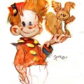 Spirou and Spip (ill. Bill Sienkiewicz; (c) the artist; Spirou (c) Dupuis; image from bear1na.tumblr.com)