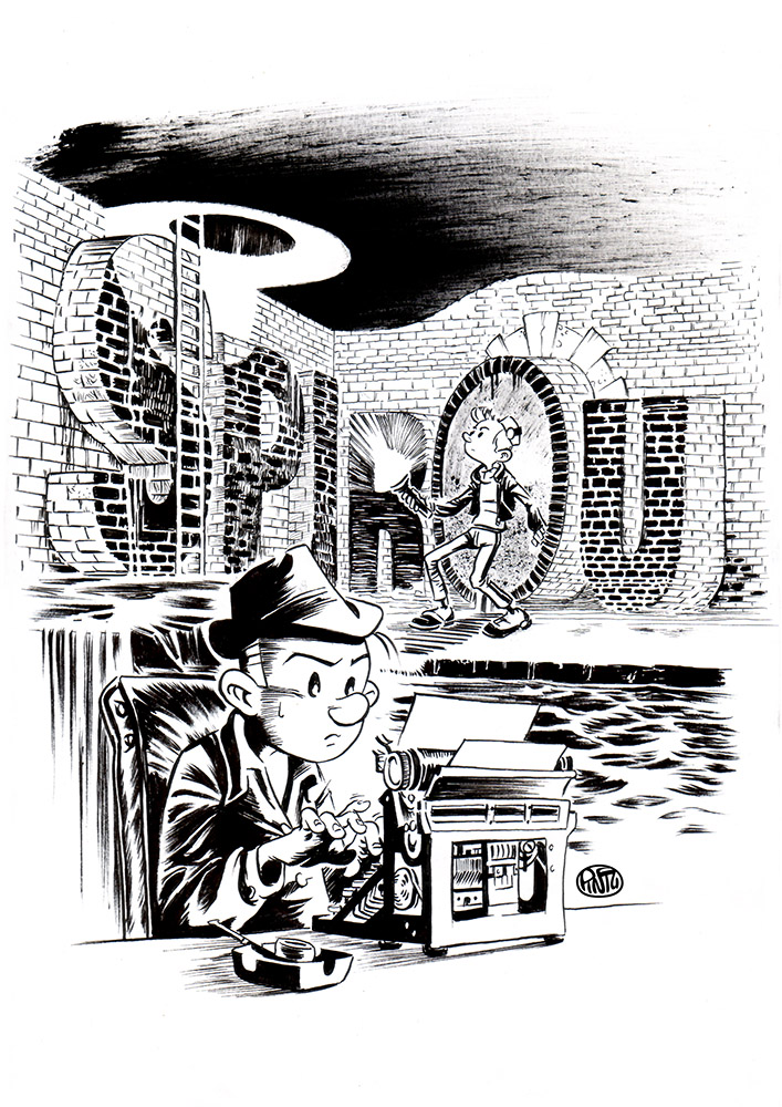 Spirou & Fantasio, Will Eisner style (ill. Pinturero; 2015 (c) the artist; Spirou (c) Dupuis; image from pintureiro.deviantart.com)