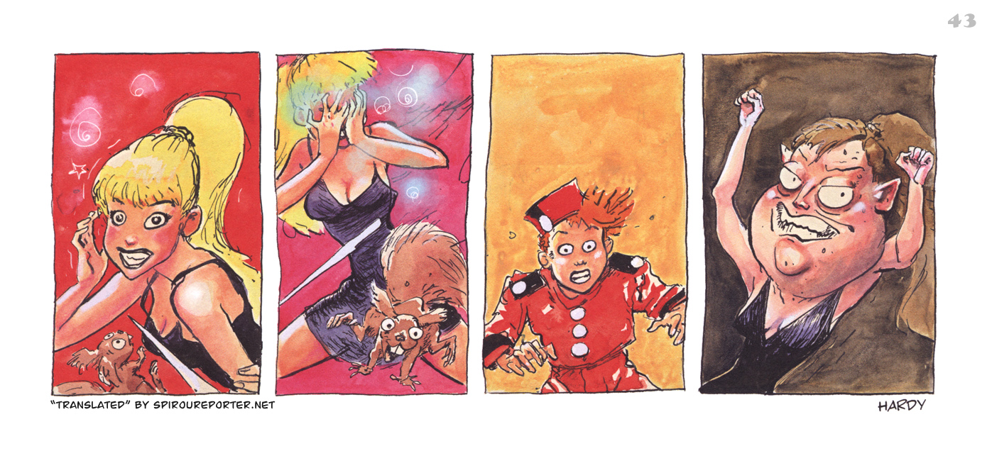 "Spirou's Exquisite Corpse" p. 43 ('Spirou: Un Cadavre Exquis'; ill. Marc Hardy; Copyright (c) 2011 Dupuis and the artists; SR scan)