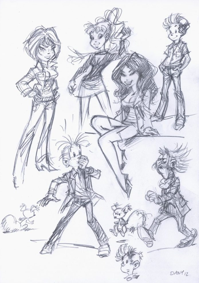 Spirou character studies (ill. Dany; Copyright (c) 2012 the artist; Spirou (c) Dupuis; image from branchesculture.com)