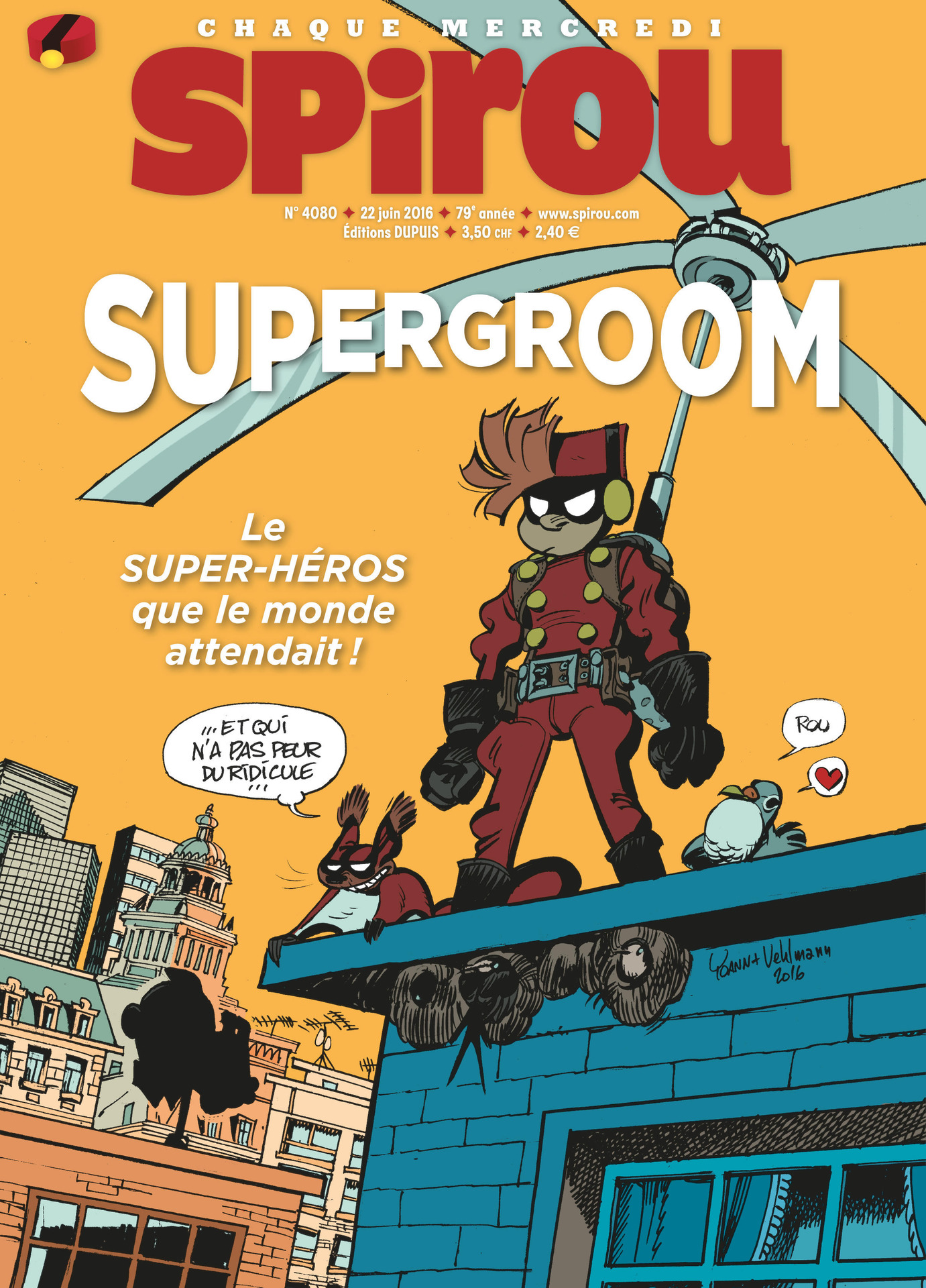 Journal de Spirou #4080 cover (ill. Yoann & Vehlmann; Copyright (c) 2016 Dupuis and the artists; image from izneo.com)