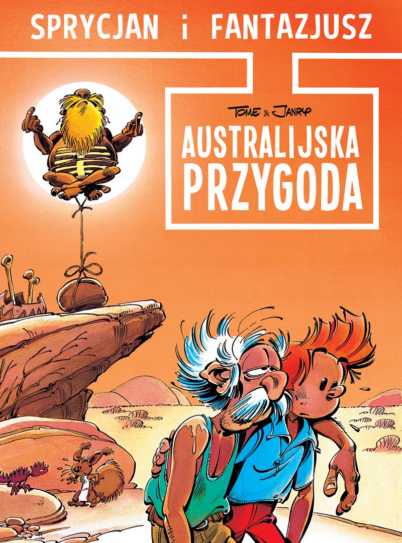 'Sprycjan i Fantazjusz: Australijska przygoda' PL cover ('Aventure en Australie', "Spirou & Fantasio #32: Adventure Down Under"; ill. Tome & Janry; Copyright (c) Dupuis, Taurus Media and the artists; image from alejakomiksu.com)