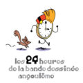 Spirou clock and Spip, "24 hours of comics in Angoulême" logo ('les 24 heures de la bande dessinée angoulême'; ill. Trondheim; Copyright (c) 2017 by the artist; Spirou (c) Dupuis; image from http://24hdelabdspecialspirouetfantasio.citebd.org)