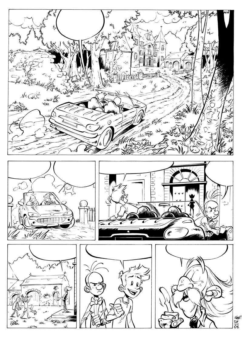 Test page for Spirou one-shot (ill. Richard Di Martino; Copyright (c) 2009 by the artist; Spirou (c) Dupuis; image from zeveryrichblog.blogspot.com)