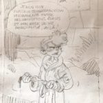 Pencil sketch for Spirou #56 panel (ill. Yoann & Vehlmann; Copyright (c) 2018 Dupuis and the artists; image from https://www.instagram.com/zeyoann/)